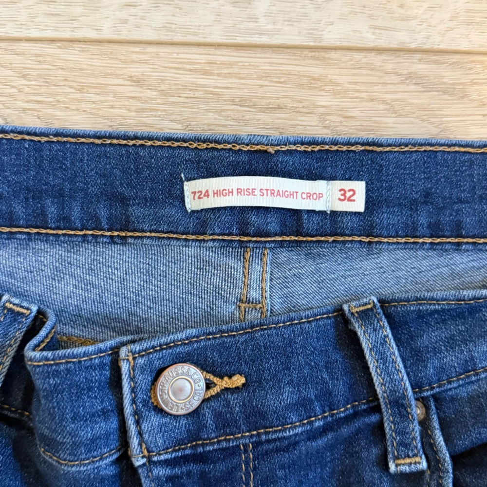 Blue High Rise Denim with Contrast Stitching Ripped Jean